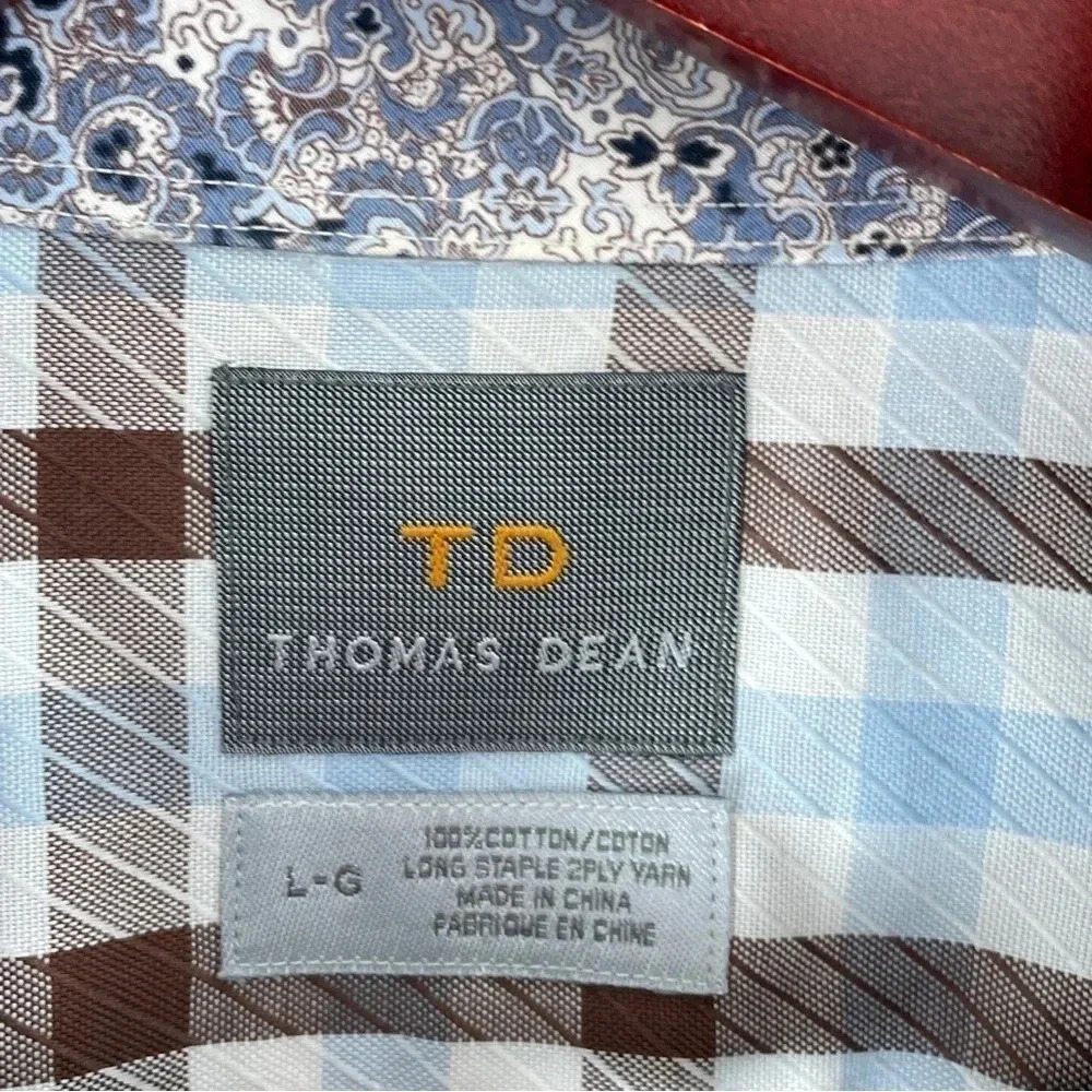 Thomas Dean shirt long sleeve button down mens Large 2671 - Picture 4 of 7